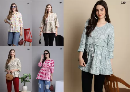 Trendy Maahi Cotton Cambric Short Ladies Top Catalog
